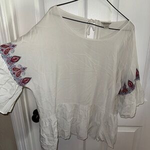 Ariat White Ruffled Short Sleeve Blouse with Embellishments